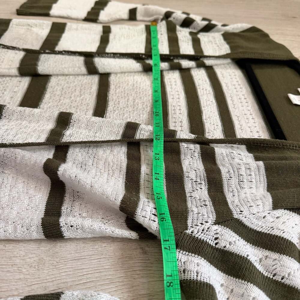 Christopher & Banks Green White Striped Open Front Cardigan - Picture 4 of 6